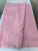 Mul chanderi saree with applique borders MSH112 - Pink