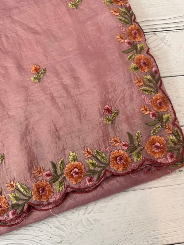 Crush Organza embroidery saree MS14567 OnionPink