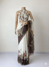 Semi tussar saree with hand painting, kanta embroidery and Pita work MS3433