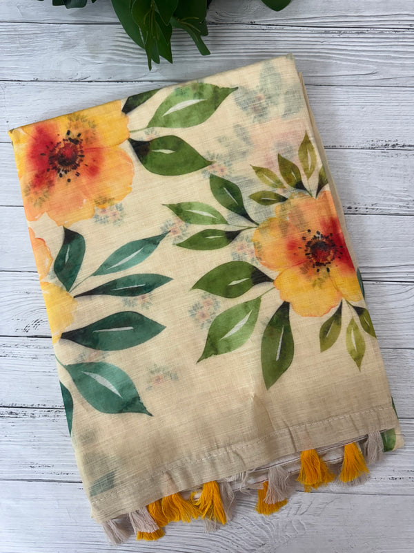 Digital printed semi Linen Saree MLS615- 9