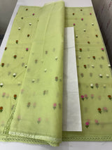 Kota checks saree with embroidery MS7679 - Green