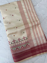 Blended tussar silk saree with embroidery- MSH490