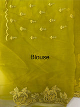 Soft Crush Organza-Chiffon saree with embroidery and cutdana work - MOS5785