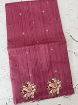 Blended tussar silk saree with embroidery- MS1072 BerryPink