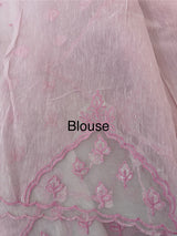 Khadi Linen saree with net applique borders MSH247 PastelPink