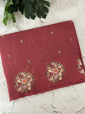 Silky kota embroidery saree MSK4333