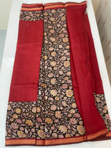 Soft semi Chanderi saree with zari border MS9871 Maroon & Black