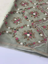 Kosa Tussar silk saree with hand embriodery - MS8199 DuskyGreen