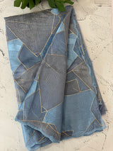 Glass organza saree with thread work- MOS330 Blue
