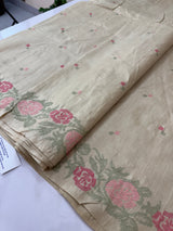 Crepe semi tussar silk saree with cross stitch embroidery - SEFNCCM