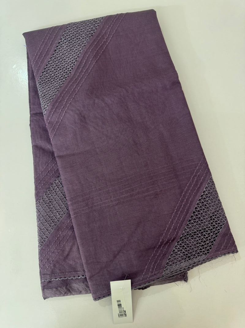 Supernet saree with crochet work and lace border MCJ5433 -Mauve(Design - Diagonal Crochet)