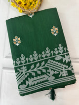 Blended tussar silk saree with embroidery- MS78911