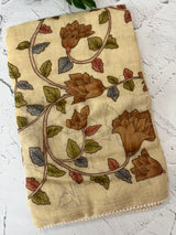 Tissue linen saree with applique work MLS5478