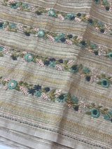 Tissue silk saree with hand embriodery - MS4561 Tan shade