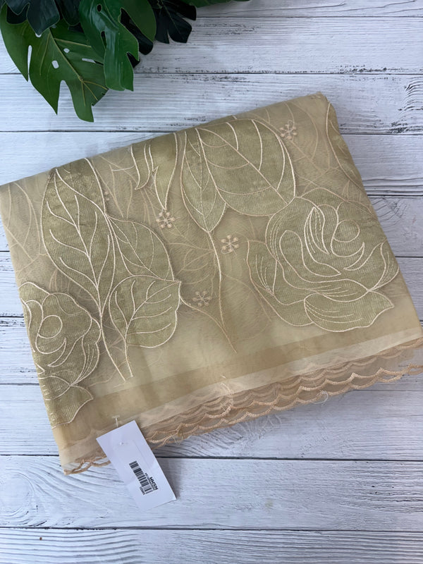 Organza saree with tissue applique work MS5081 - Beige