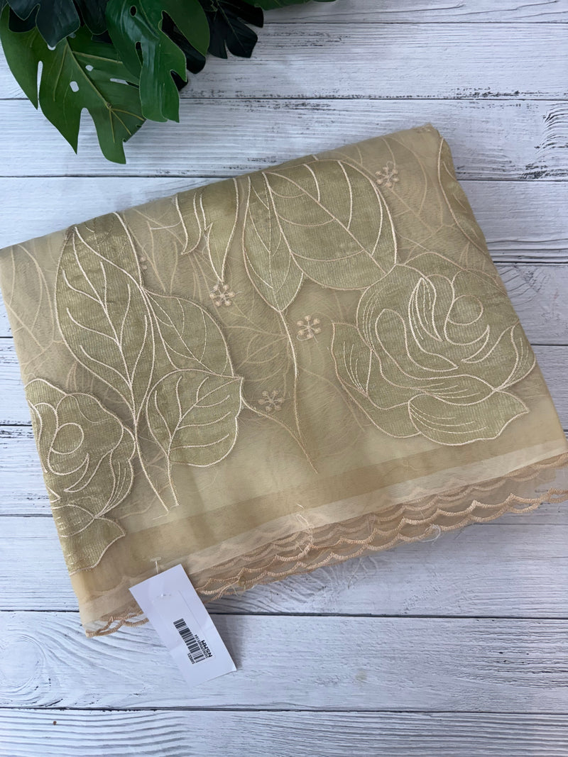 Organza saree with tissue applique work MS5081 - Beige