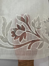 Moonga checks saree with Applique borders  MSK788 Offwhite