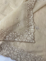 Blended matka tussar saree with embriodery - MS8477 Beige