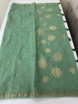 Mul chanderi applique work saree with zari buttas all over  MSH161