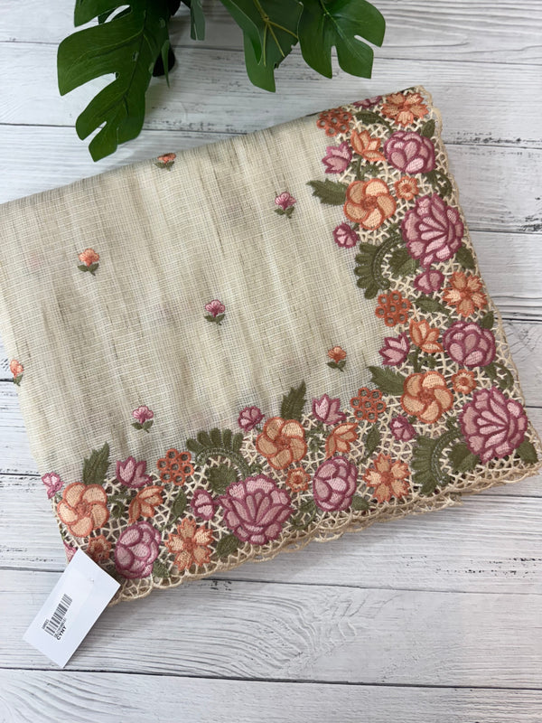 Embriodery Kota Silk Cutwork saree SBLCYNY - Beige