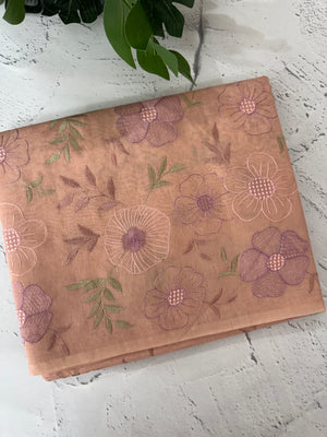 Mul chanderi saree with embroidery - MS14899 DustyPeach