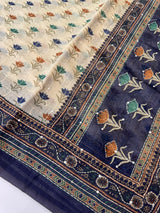 Semi Chanderi saree with hand kanta embroidery MS9899