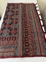 Semi Chanderi saree with hand kanta embroidery MS9899