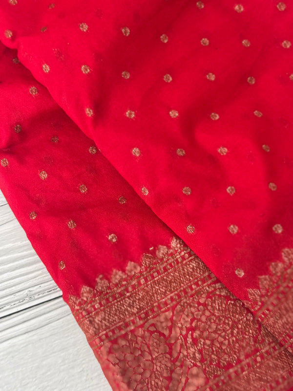 Semi Banarasi Georgette saree MKGS ChilliRed