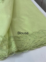 Mul chanderi saree with applique borders MSH111- PastelGreen