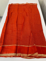 Crepe chiffon georgette saree with checks MS40097 RUSTORANGE
