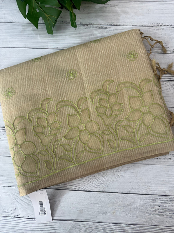 Tissue silk saree with applique work MTSS987