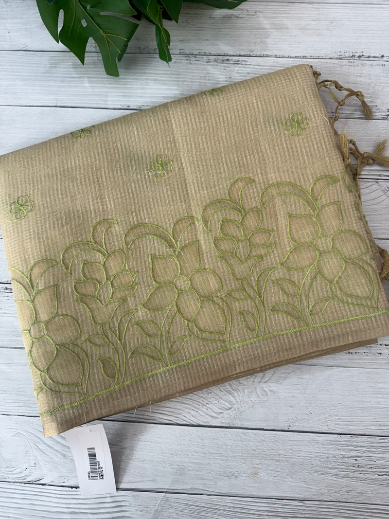 Tissue silk saree with applique work MTSS987