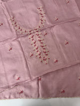 Unstitched Silky Kota Set with embroidery- MK66 PastelOnion