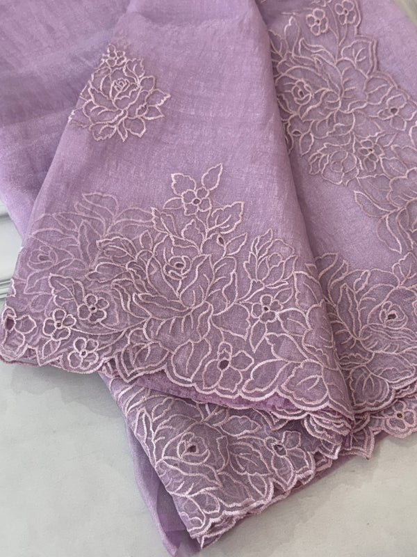 Cutwork Tissue Organza saree MS14051- Lavender