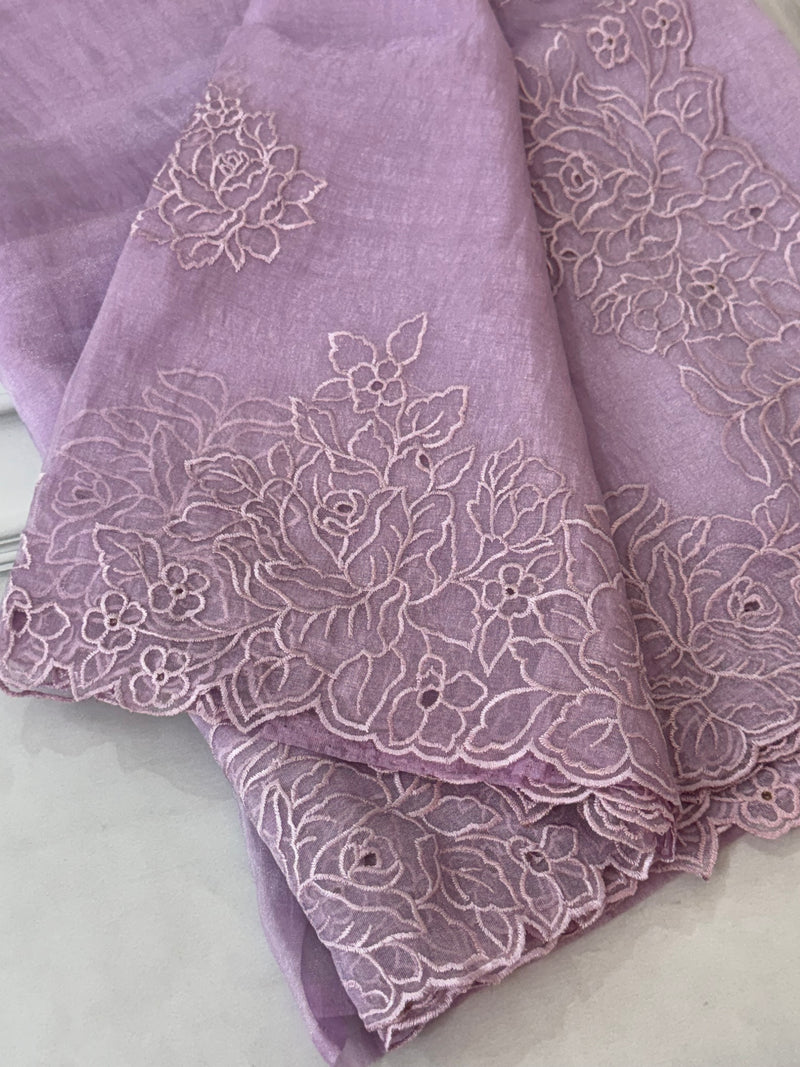 Cutwork Tissue Organza saree MS14051- Lavender