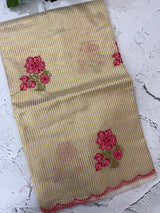Semi chanderi tissue saree with cross stitch embroidery work-  MSH9556(5)