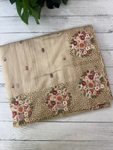 Cutwork Blended tussar saree MTS610 - Beige