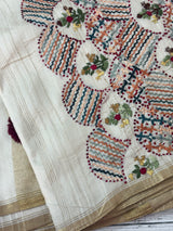 Handworked Blended tussar silk saree MS90543