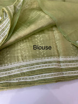 Designer tissue georgette-Organza sarees with blouse MS14927 DustyGreen