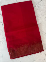 Semi Organza saree with embroidery borders - MSH296 RED
