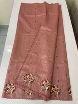 Blended tussar silk saree with embroidery- MS1072 NudePeach