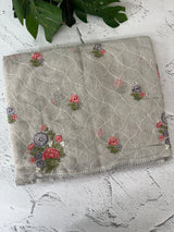 Semi linen saree with embroidery- MS15167