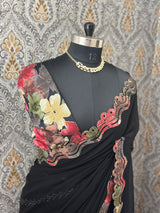 Pure Georgette saree MGS78 _ Black
