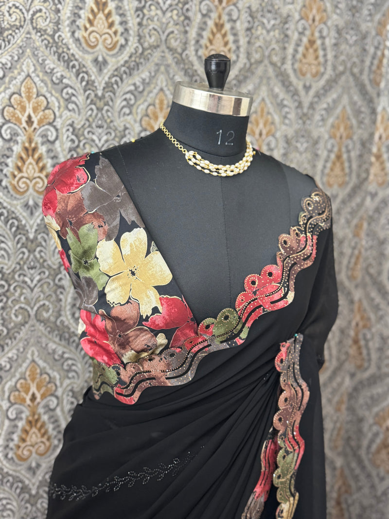 Pure Georgette saree MGS78 _ Black
