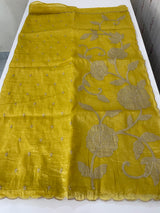 Soft crush Organza saree with embroidery and applique work MS14764