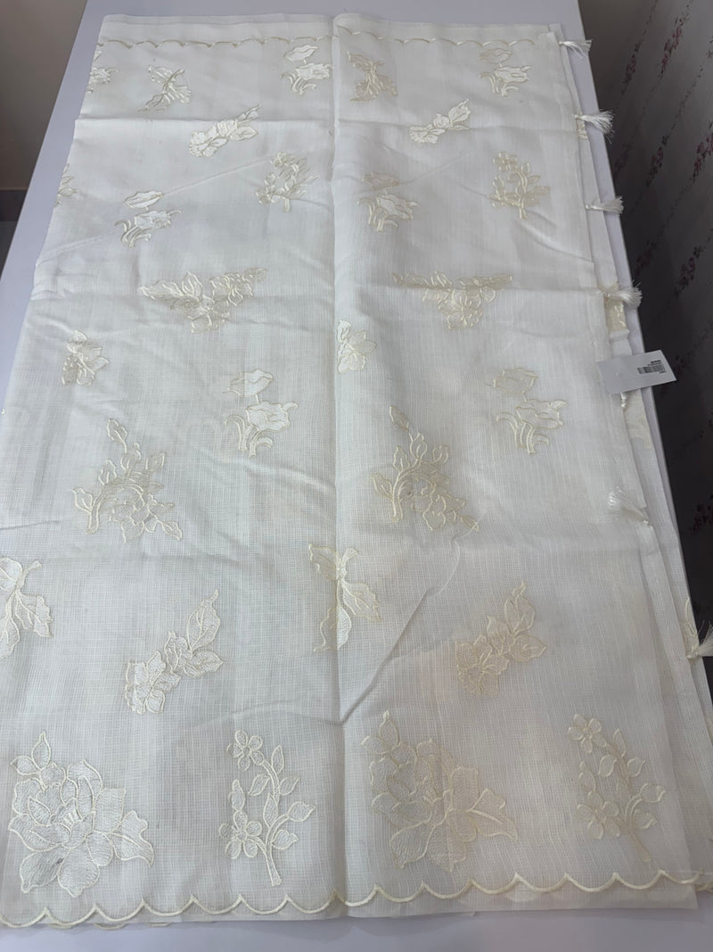 Silky kota embroidery saree  MSK890 Offwhite