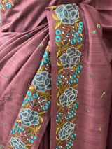 Blended tussar silk saree with embroidery SNFNRCY FadedWine