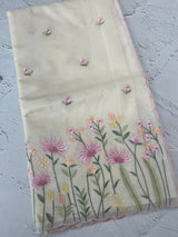 Mul chanderi embriodery saree with scalloped borders MSH176