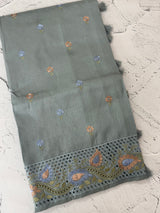Cutwork Blended tussar saree MSH228 DustyBlue