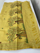 Semi chanderi saree with embriodery MSF590